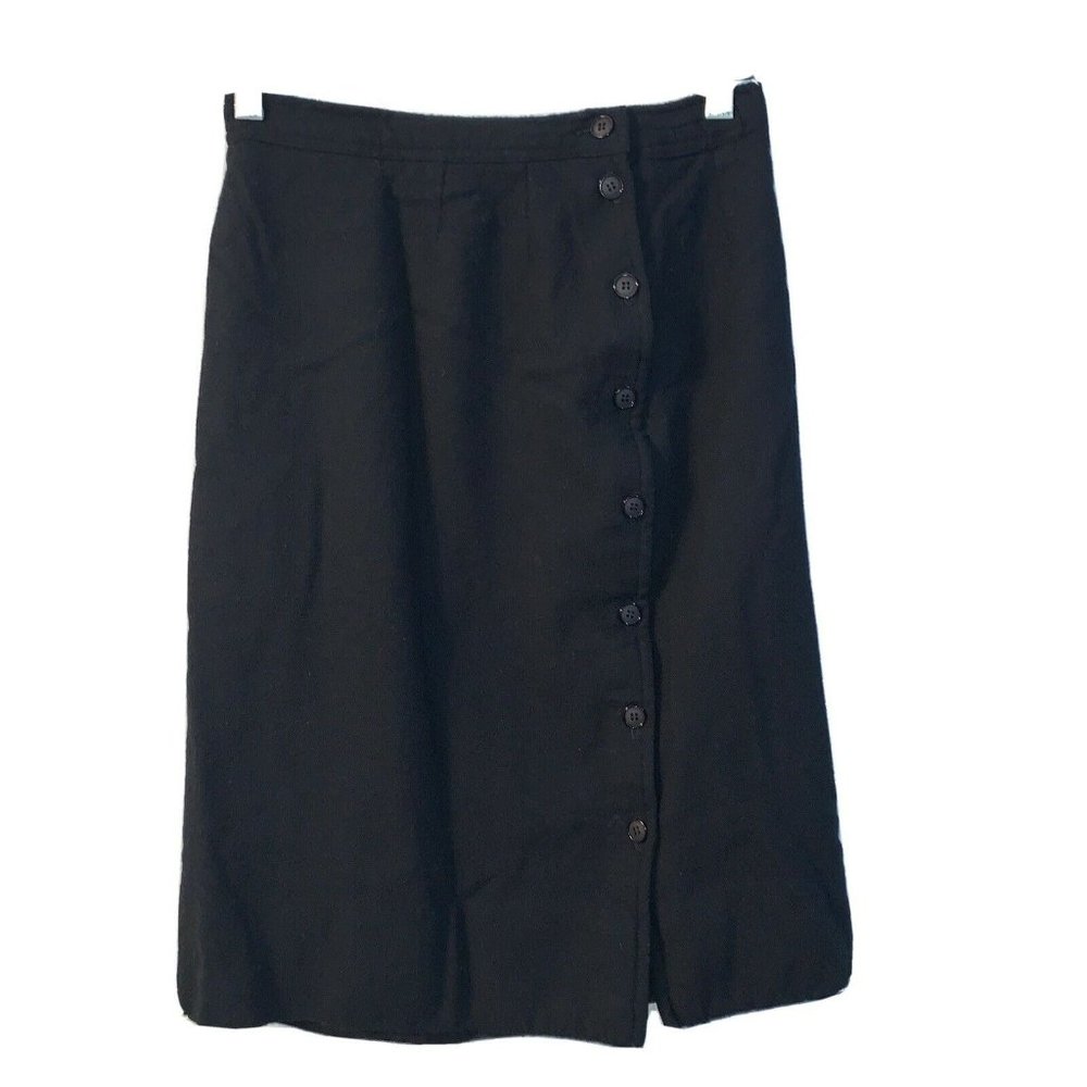 Vintage Lloyd Williams black wool button down front skirt Size 6